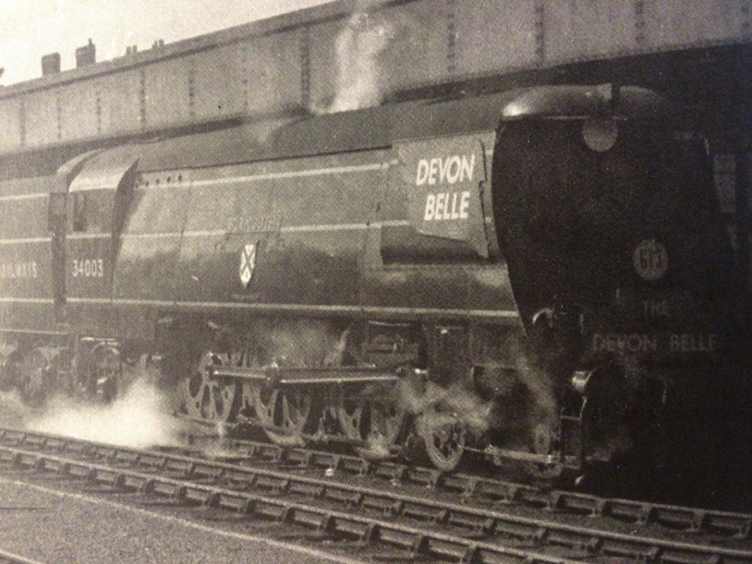 Alex Coomber on Train Siding: A West Country 4-6-2 No. 34003 Plymouth stands at Exeter Central with the short lived Plymouth Portion of the Devon Belle Pullman
train...