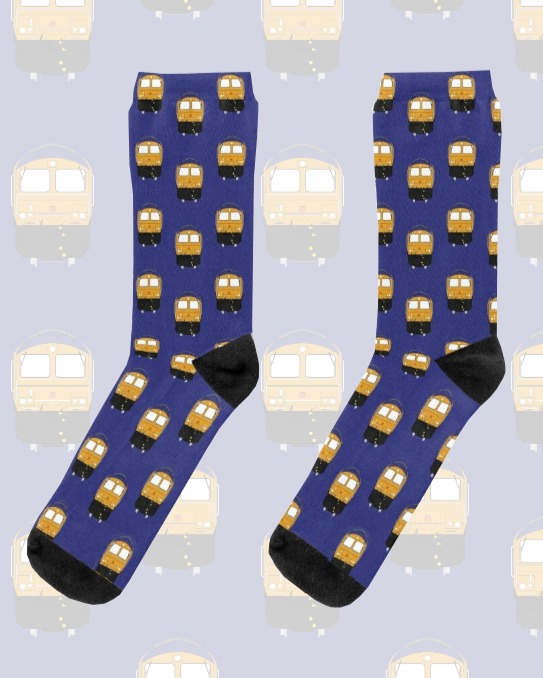 On The Rails on Train Siding: This socks design features Class 66 locos, and they are priced at £11.99 with free UK post. You can find these locos often
pulling heavy...