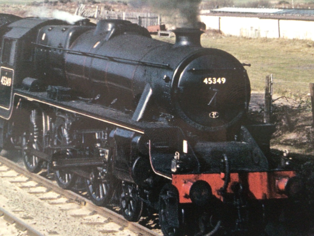 Alex Coomber on Train Siding: A Saltleys Stanier Black 5 4-6-0 No. 45349 heads the 16:05PM from LIandudno to Birmingham New Street train past the sand dunes at
West...