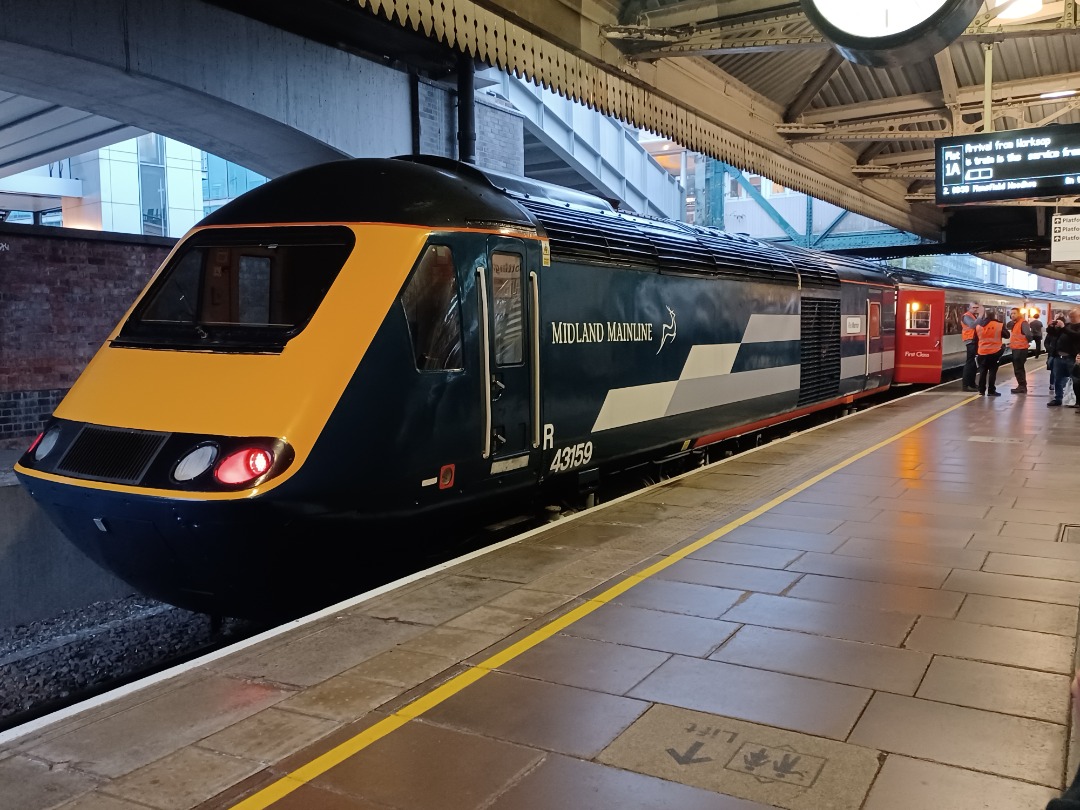 Trainnut on Train Siding: #photo #train #hst #station 43159 & 43089 on the 125 Group tour The Midland Venturer. Photographed at Nottingham and St Pancras