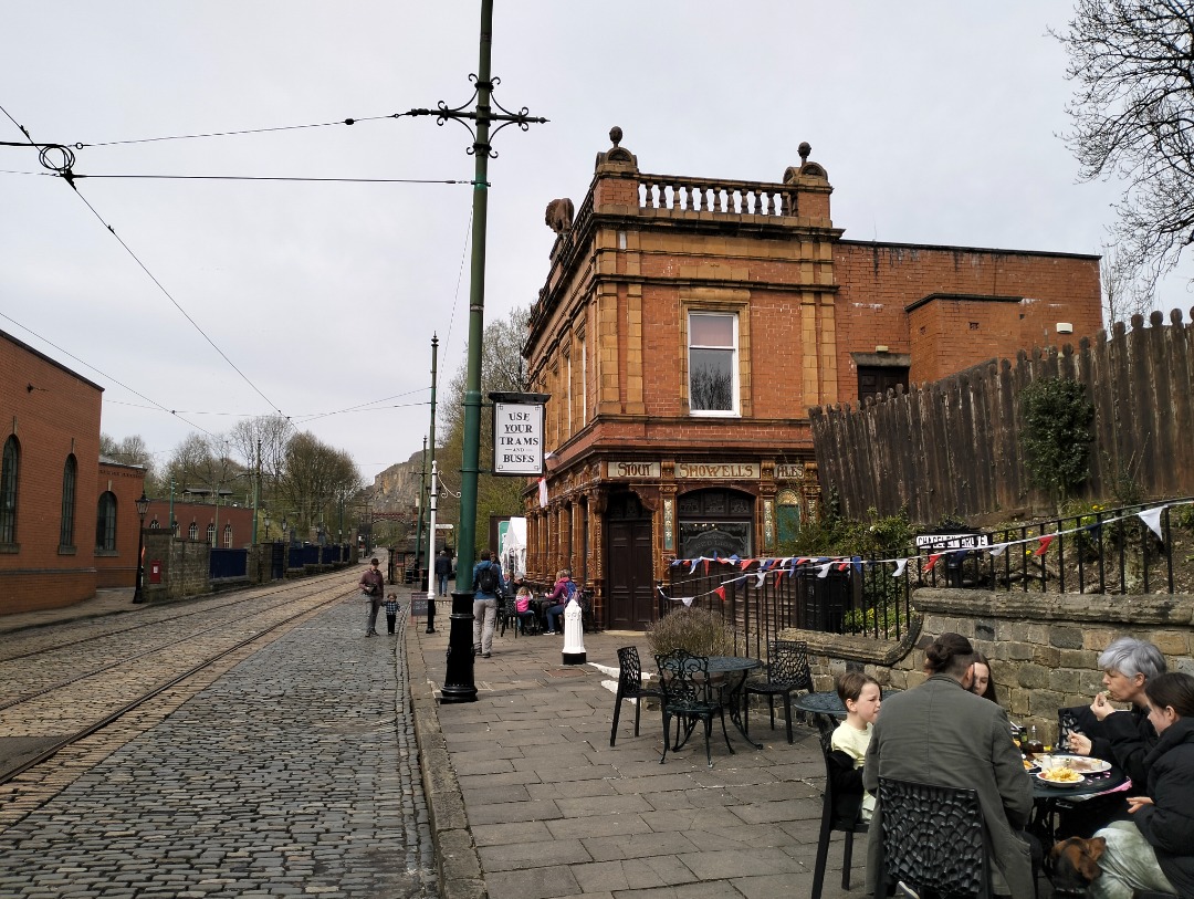 Kevin H. on Train Siding: The Red Lion, pub at Crich Tramway Village. This pub, like other buildings at the Tramway Village was relocated from another area and
rebuilt...