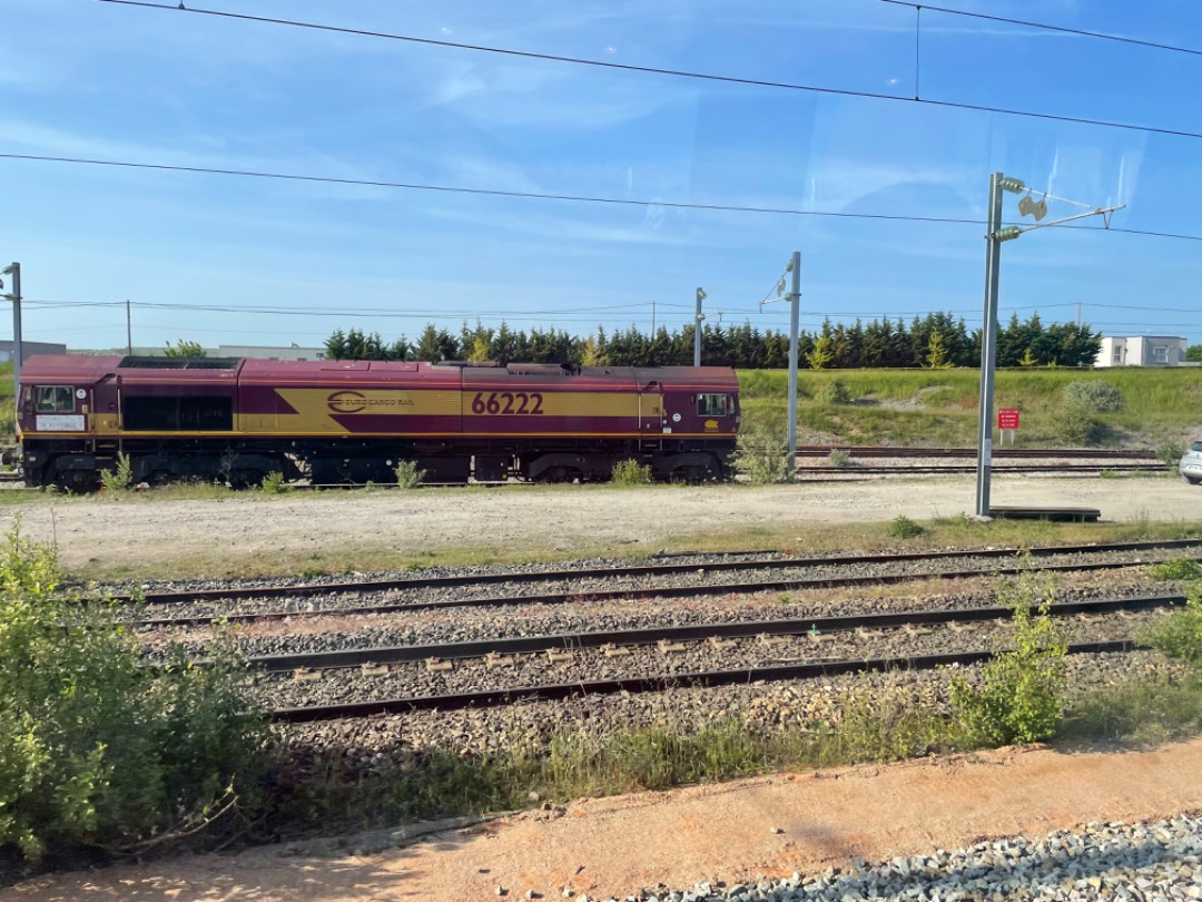 Andrea Worringer on Train Siding: Also spotted a French class 66222 in its old EWS livery with Eurocargo rail on the side.