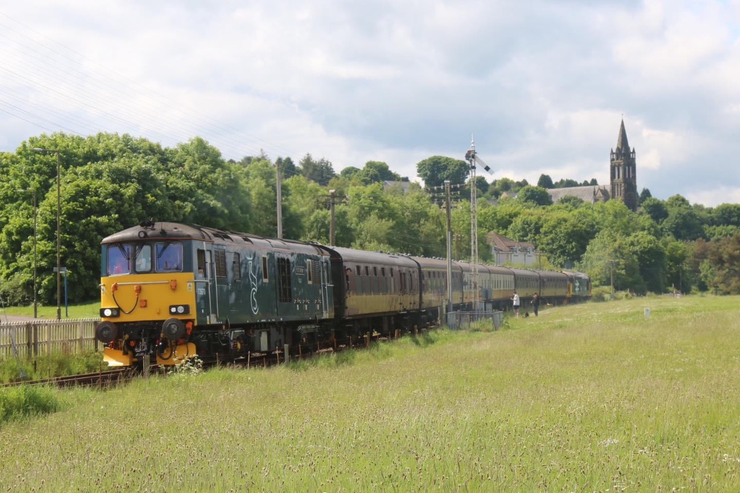 Inter City Railway Society on Train Siding: Guest Locomotive GBRf Class 73, No. 73970 “ W.S.Seller” seen passing Seaview Place