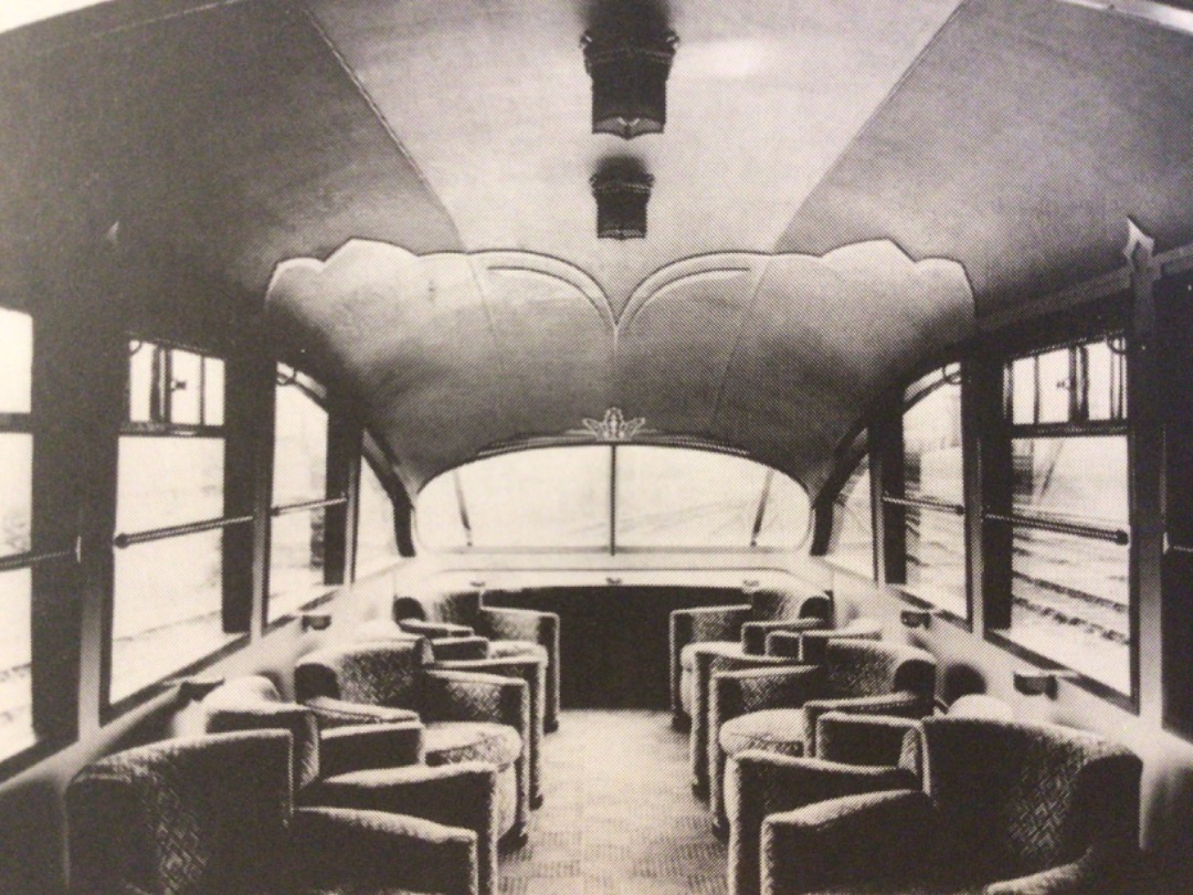 Alex Coomber on Train Siding: The Stylish Interior of the observation car which was air conditioned, sound proofed and fitted with double glazing.