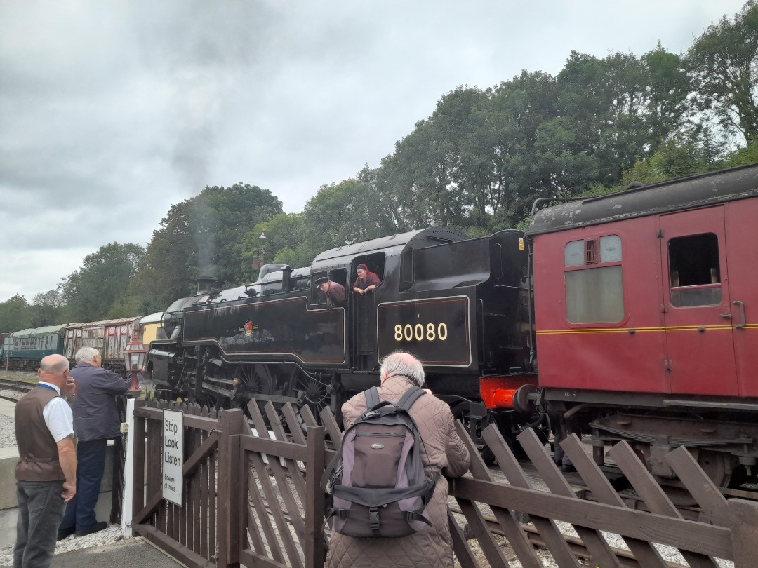 Kevin H. on Train Siding: Locomotive 80080, coming in to Wirksworth Station, Ecclesborne Heritage Railway, September 2021.