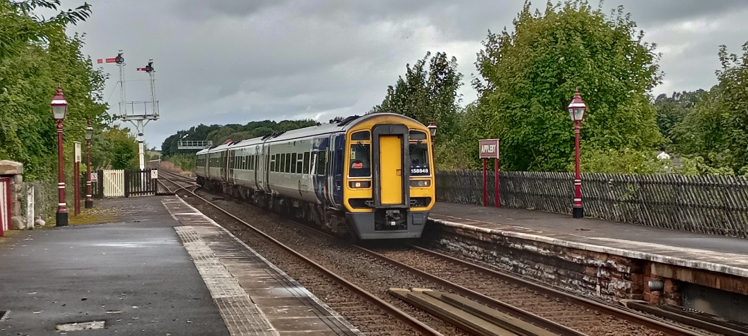 Hardley Distant on Train Siding: CURRENT: 158848 (Front - 1st Photo) and 158793 (Rear - 2nd Photo) call at Appleby Station today with the 2H89 10:58 Carlisle to
Leeds...