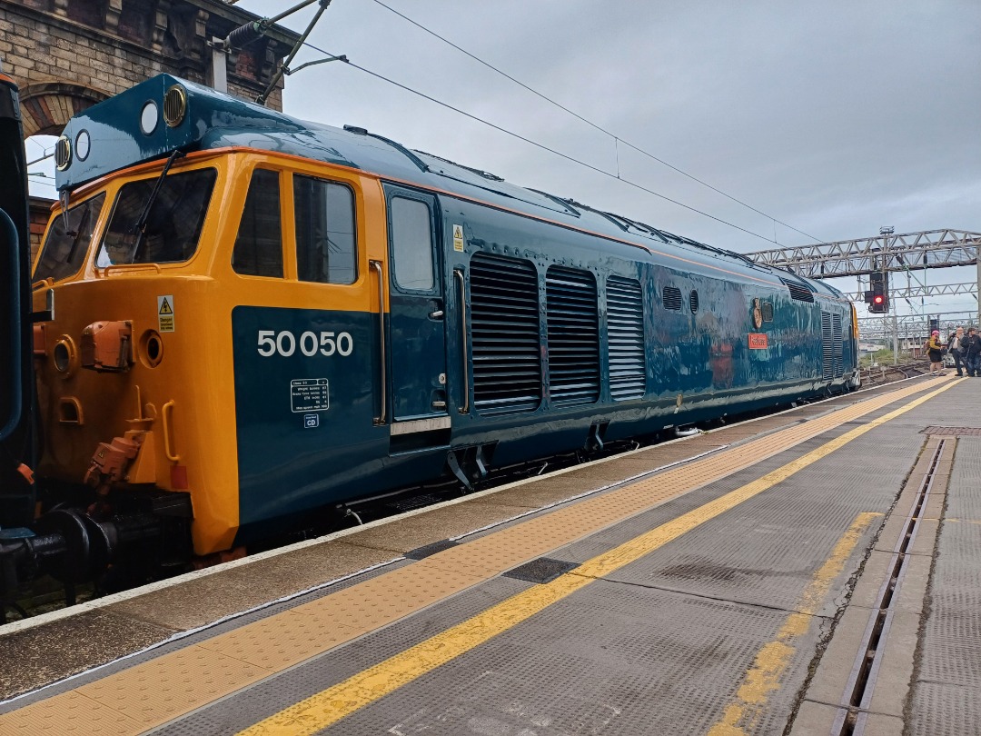 James Taylor on Train Siding: 50 050 at Crewe Station on the NORTH WEST WANDERER RAILTOUR with 45 118 on the rear go to Channel for more at James's
train's 4472...