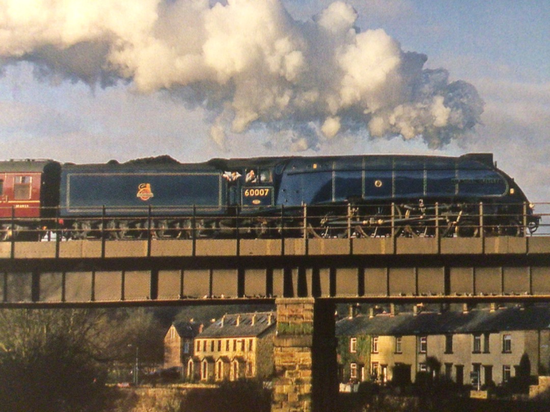 Alex Coomber on Train Siding: A Preserved ex LNER Class A4 4-6-2 No. 60007 Sir Nigel Gresley finished in early BR Lined blue crosses the river at Summerseat on
the...