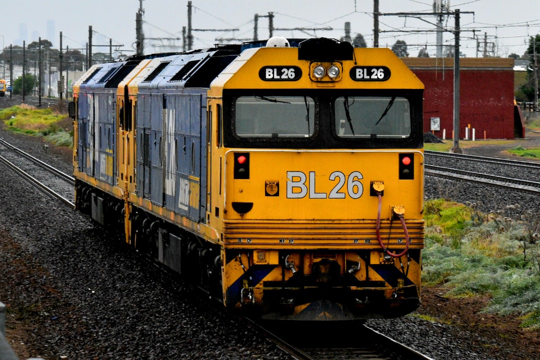 Shawn Stutsel on Train Siding: On a wet and cold afternoon, Pacific National's BL30 and BL26 trundles through Williams Landing, Melbourne, as D736v, Light
Engine...