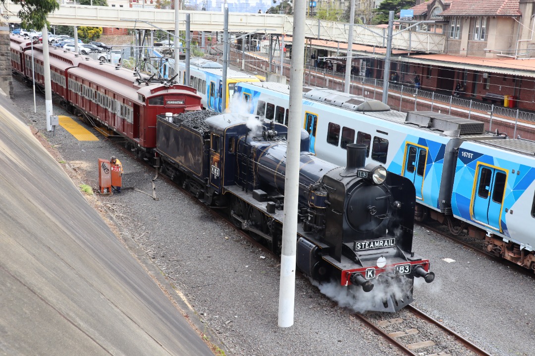 City Gunzals on Train Siding: Steamrail/Elecrail Ashburton Villiage Steam Train Sunday Shuttles, sponsored by Community Bank Ashburton