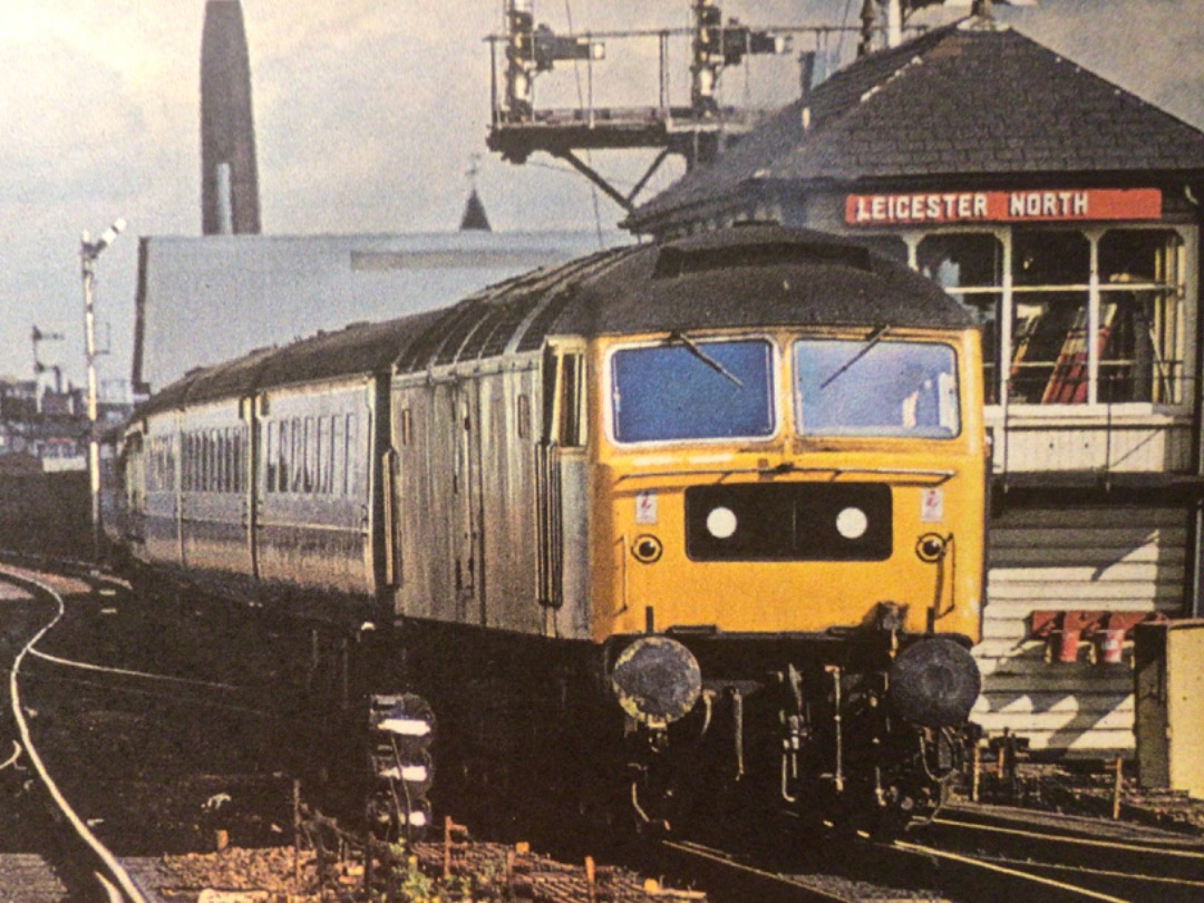 Alex Coomber on Train Siding: A Class 47. 47503 passes Leicester North Signal Box with a service to London St Pancras on 21st September 1979.