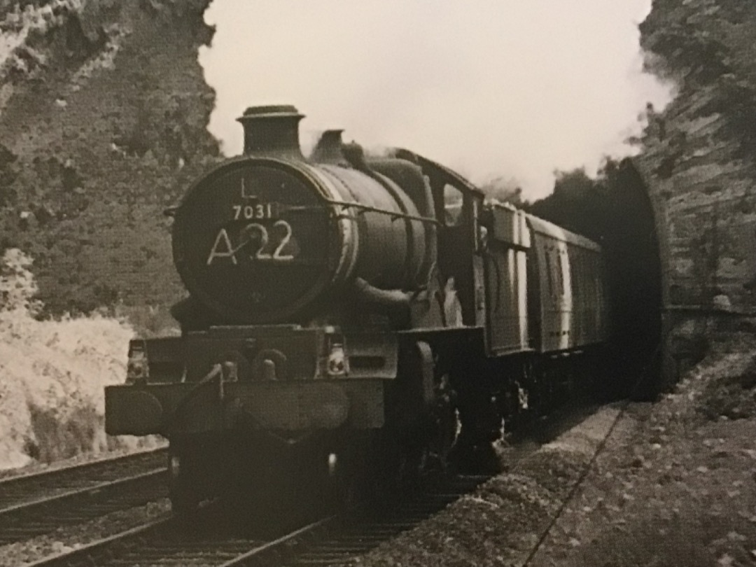 Alex Coomber on Train Siding: Built by BR at Swindon in 1950. A Castle Class 4-6-0 No. 7031 Cromwells Castle leaves Chipping Campden Tunnel with the 13:15 PM
from...