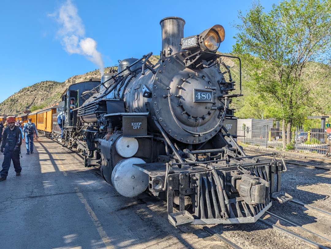 smoke_deflector on Train Siding: D&SNGRR K-36 #480 about to leave Durango on Sunday #trainspotting #narrowgauge #steam #photo