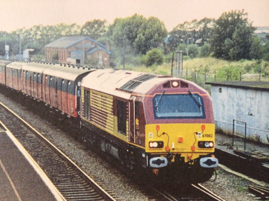 Alex Coomber on Train Siding: A Class 67. No. 67002 Bo Bo 3200 hp was built for English Welsh & Scottish Railway to work fast mail trains. But the mail
contracts were...