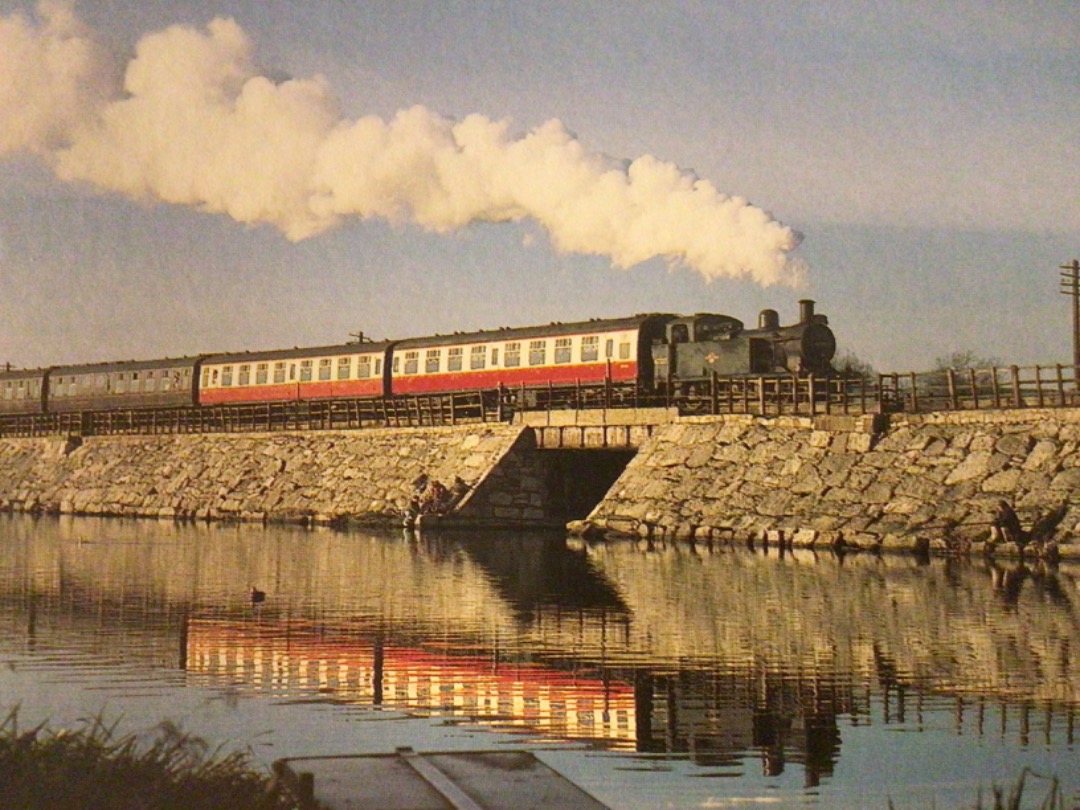 Alex Coomber on Train Siding: The Western End of the Midland Railway Centres Line crosses Butterley Reservoir on a major earthwork. An LMS 3F 0-6-0 tank No.
47327...