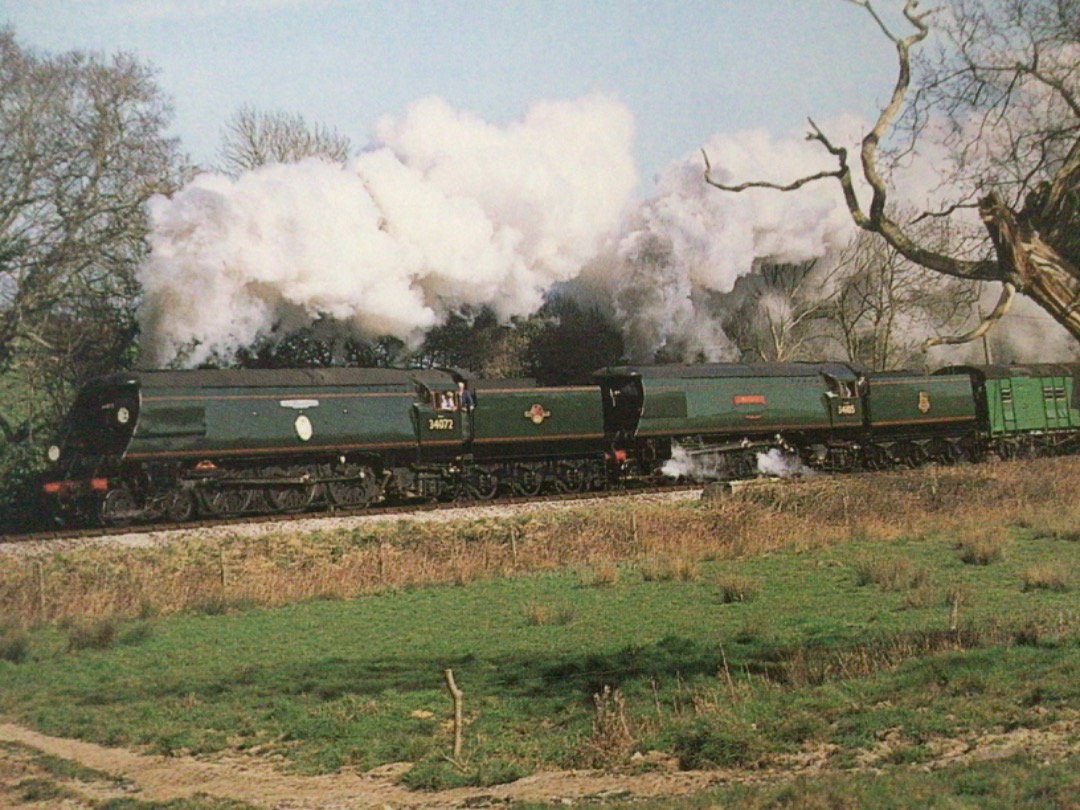 Alex Coomber on Train Siding: A Double Headed Bullied Pacific's we're a rare sight. But one was re created for a photographers special in 1993 with
No. 34072 257...