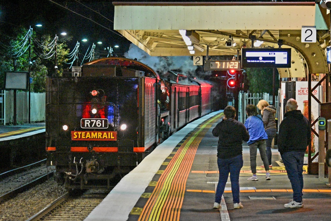 Shawn Stutsel on Train Siding: Steamrail's R761 is seen running tender first, rolls through Newport Station, Melbourne returning to the Newport Workshops,
running as...