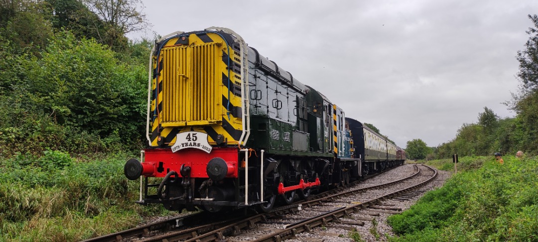 Ben Elvey on Train Siding: D3261 & 03022 await to depart Taw Valley Halt during the Mixed Traffic Gala at the Swindon & Cricklade Railway.