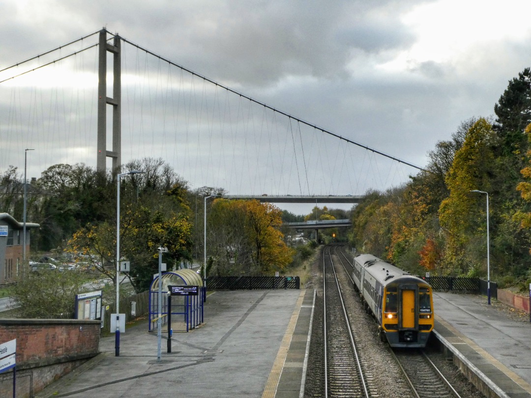 The Jamster on Train Siding: Northern Rail 158795 arrives at Hessle with the Humber Bridge in the background with 2C65 1405 Doncaster to Hull. 12/11/24