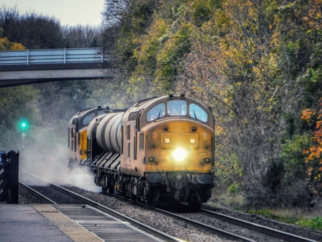 The Jamster on Train Siding: Colas 37175 and 37254 pass Hessle with 3J51 0945 York Thrall Europa to York Thrall Europa. 12/11/24