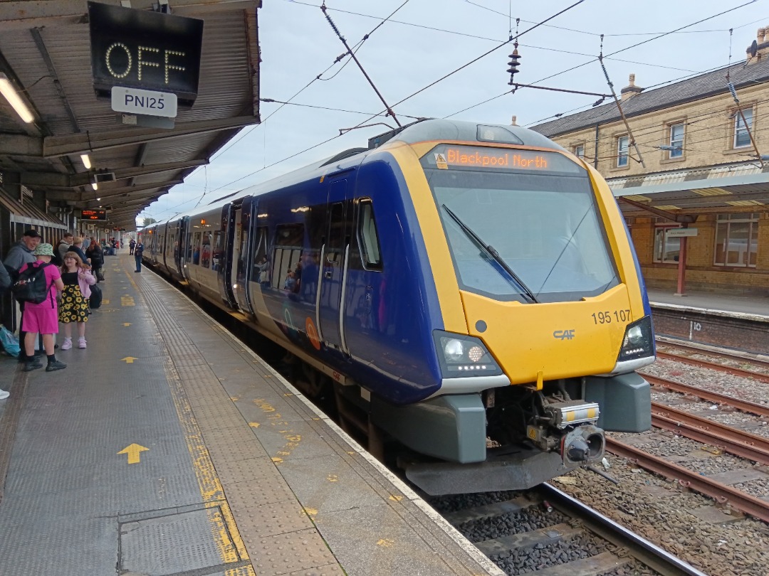 Whistlestopper on Train Siding: Northern class 195/1 No. #195107 calling at Preston this afternoon working 1B29 1323 York to Blackpool North.