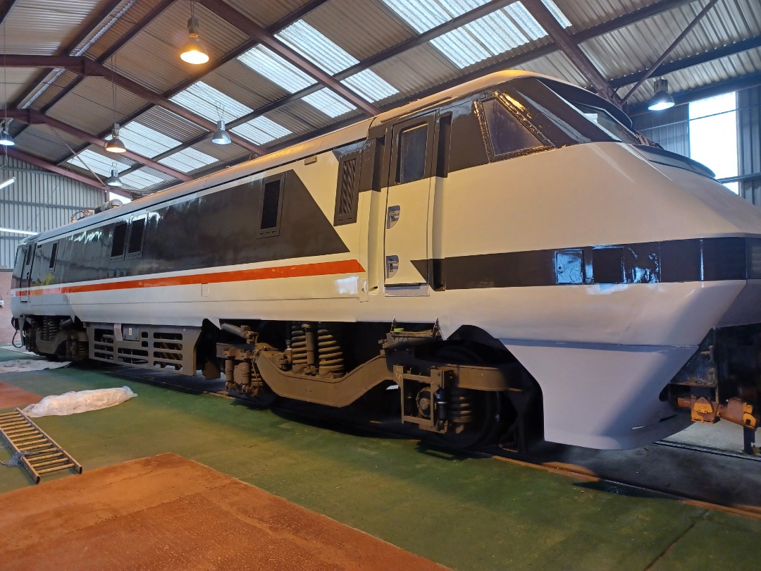 Trainnut on Train Siding: #photo #train #electric #depot #Crewehc 91020 at the Crewe Heritage Centre getting Intercity livery applied.