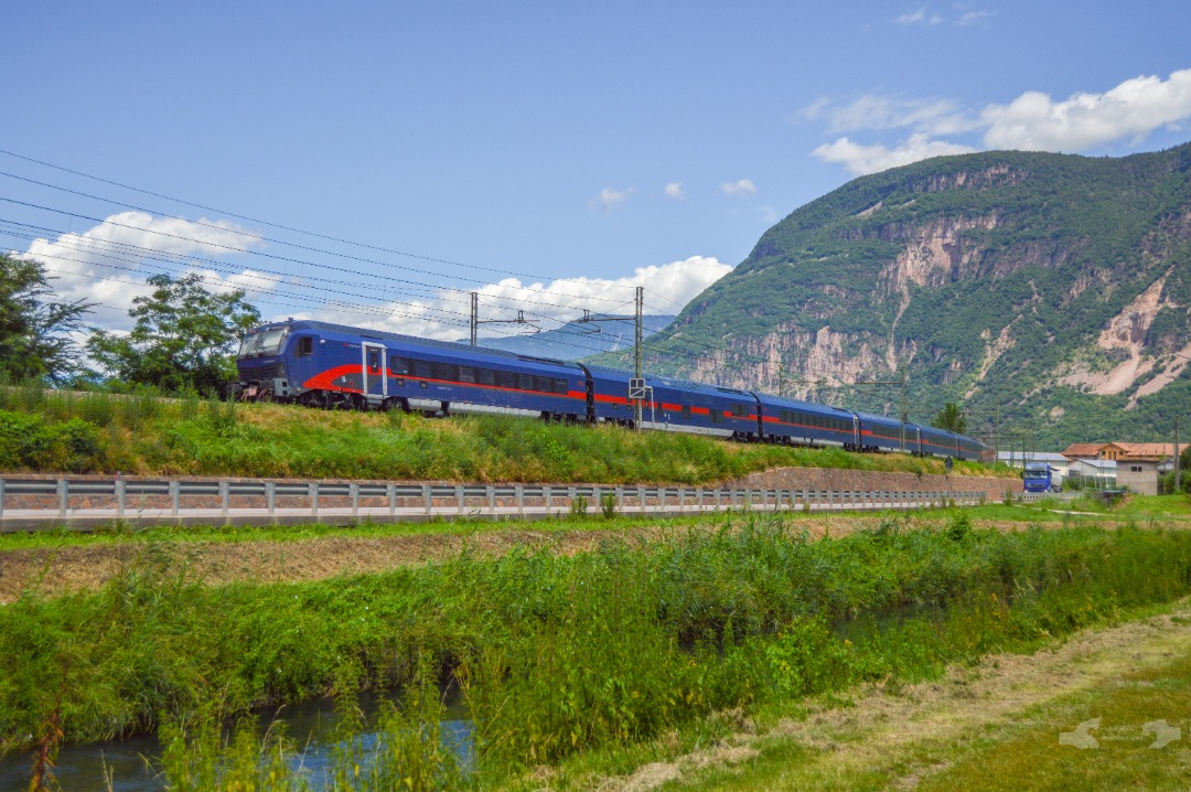 Adam L. on Train Siding: A Duet of Austrian Railways, Siemens "Taurus" locos are seen heading north towards Bolzano on the Brennerbahn mainline with
one of the new...