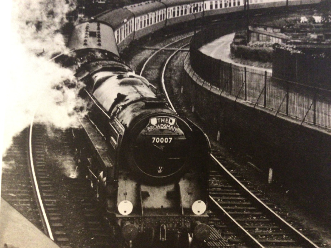 Alex Coomber on Train Siding: The Broadsman approaches Norwich Thorpe behind a BR Standard Class 7 Britannia 4-6-2 No. 70007 Coeur de Lion in September 1952.
The...