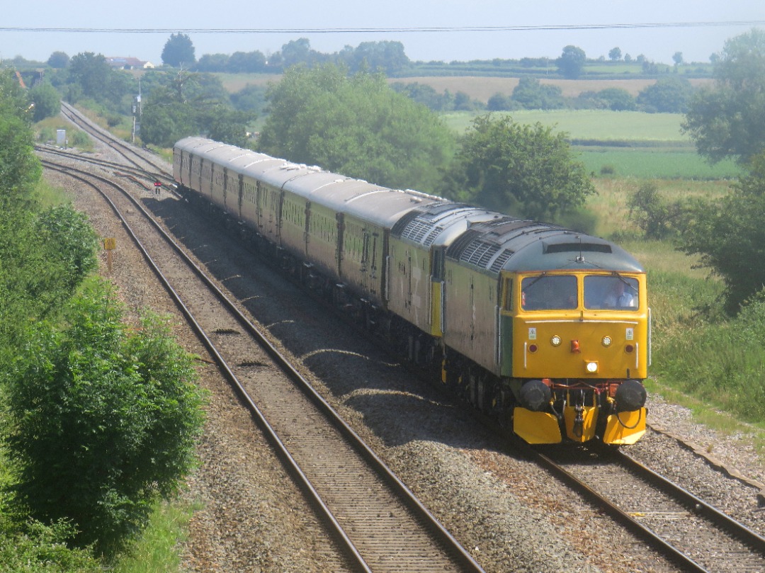 Owen Roser on Train Siding: 47614 + 47593 working a railtour from Wolverhampton to Paington. Seen passing Cogload Junction.