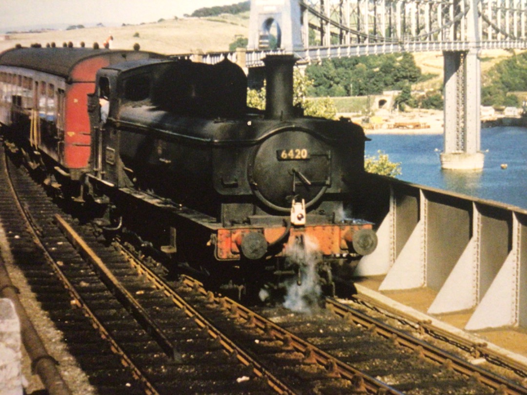 Alex Coomber on Train Siding: A Class 6400 0-6-0PT No. 6420 propels it's auto trailer out of Saltash Station before crossing Brunels Royal Albert Bridge in
August...