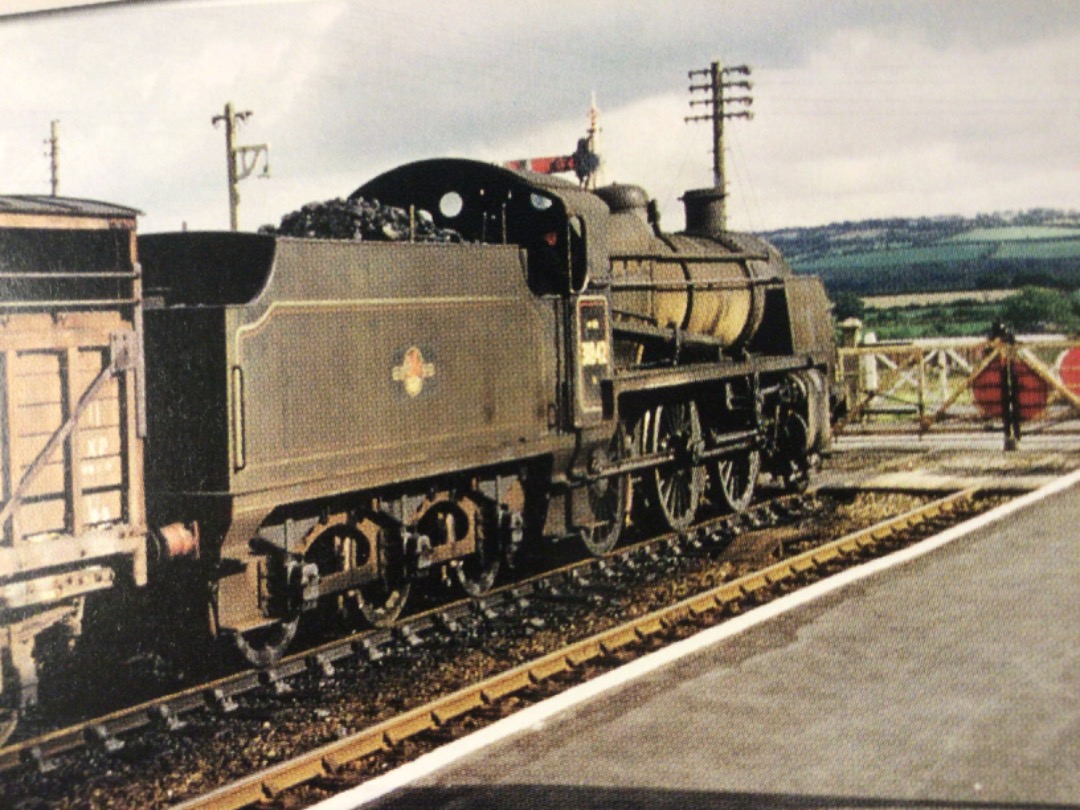 Alex Coomber on Train Siding: An N Class 2-6-0 No. 31842 at the head of a cattle train waits for the level crossing gates to open at Halwill Junction in 1960.
Halwill...