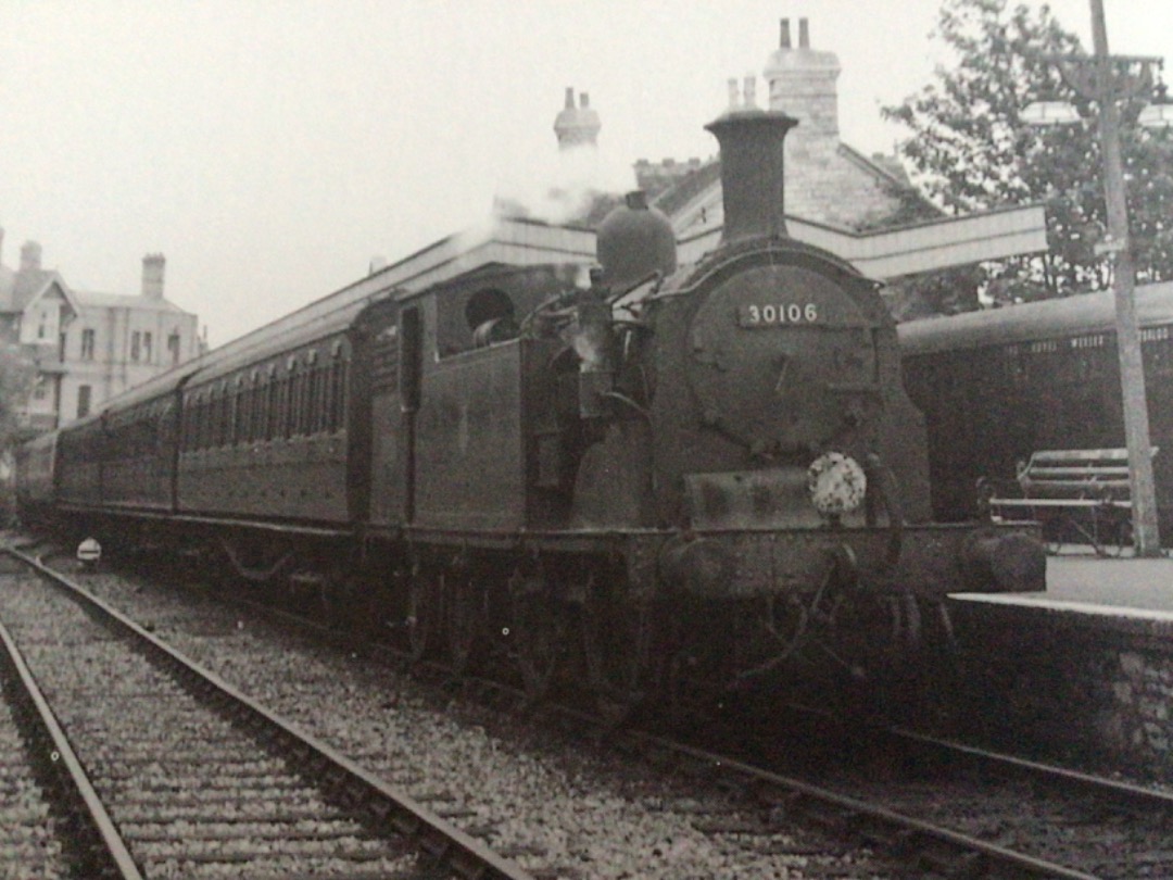 Alex Coomber on Train Siding: Swanage Station itself is little altered since this picture of the stock for a London Waterloo train with the M7 0-4-4 tank No.
30106 was...