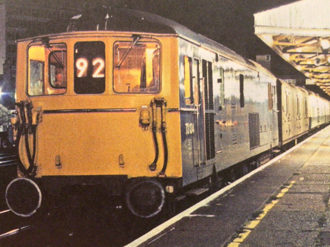 Alex Coomber on Train Siding: A Class 73. 73134 at Woking with the 22:52 PM from London Waterloo to Southampton Central on 4th November 1977.