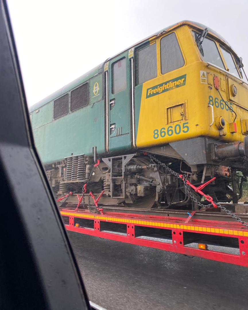 Luke Thompson on Train Siding: Class 86 being transported on the M18 after leaving DB Cargo. #class86 #Truck #photo #diesel #DBCargo