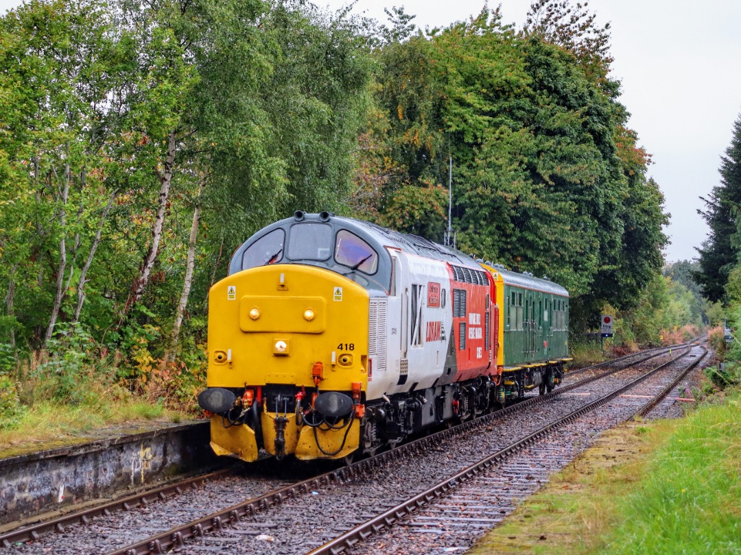 The Jamster on Train Siding: Loram 37418 arrives at Muir of Ord with Inspection Saloon Caroline working 2Z01 0732 Inverness to Aberdeen via Lairg. 24/09/24