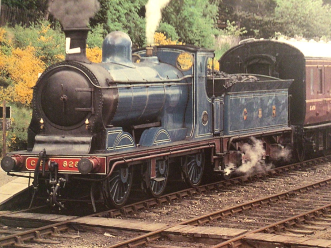 Alex Coomber on Train Siding: The Caledonian Railway 0-6-0 No. 828 stands at Boast of station on the Strathspey Railway. The white boards in front of the
chimney were...