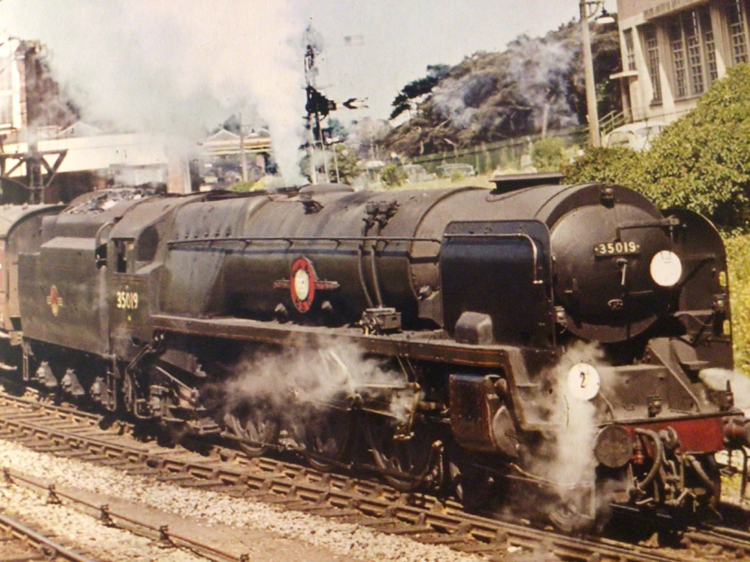 Alex Coomber on Train Siding: A Merchant Navy Class 4-6-2 No. 35019 French Line CGT makes a cautious exit from Bournemouth Central Station with the 11:00am
express to...