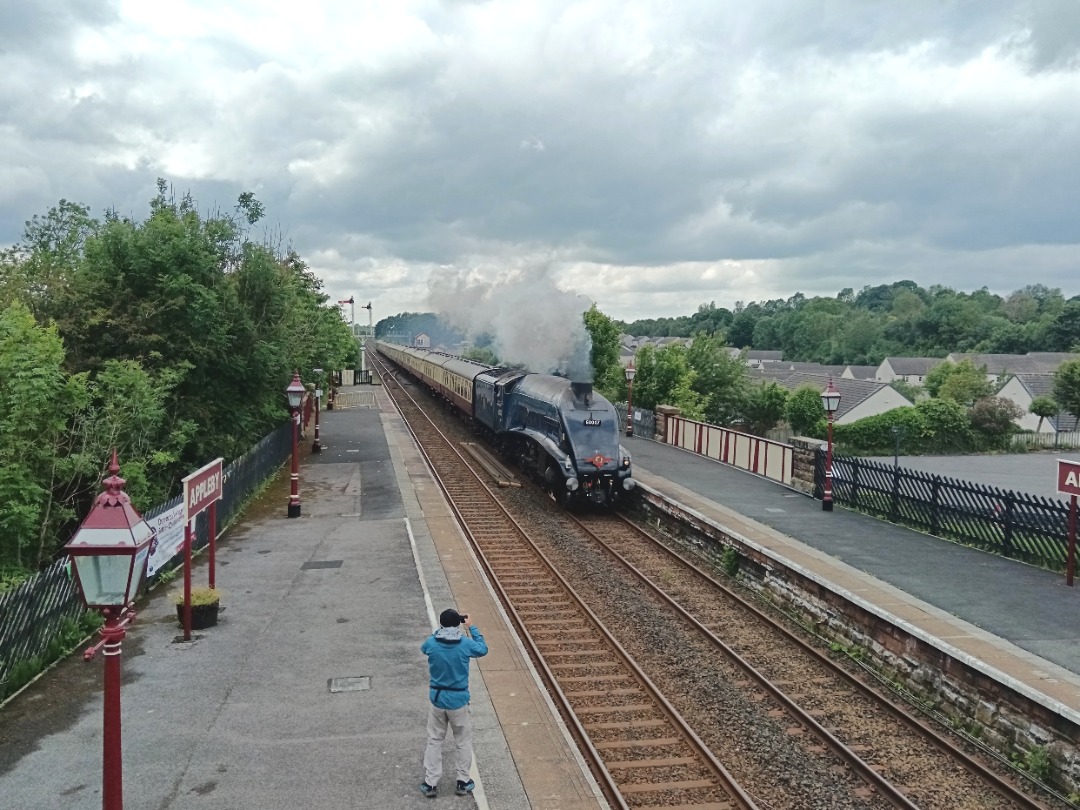 Whistlestopper on Train Siding: LNER A4 No. #60007 "Sir Nigel Gresley' and LSL class 47/4 No. #D1924 "Crewe Diesel Depot" passing Appleby
this afternoon working the...