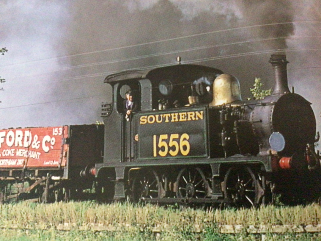 Alex Coomber on Train Siding: On the Kent & East Sussex Railway. The South Eastern & Chatham Railway P Class 0-6-0 tank No. 1556 of 1909 is seen with a
mixed train...