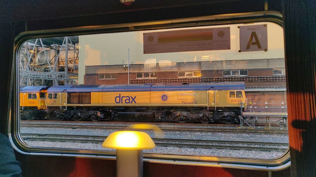 The Jamster on Train Siding: GBRF 66301 inside the Drax Power Station complex painted up in a special livery for the 50th anniversary celebrations of Drax.
Taken from...