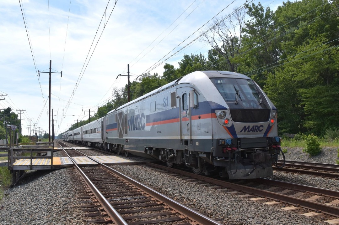 AJofBmore2k on Train Siding: MARC Train #81 - Siemens SC-44 Charger @ Martins Airport bound for Washington DC - Union Station.