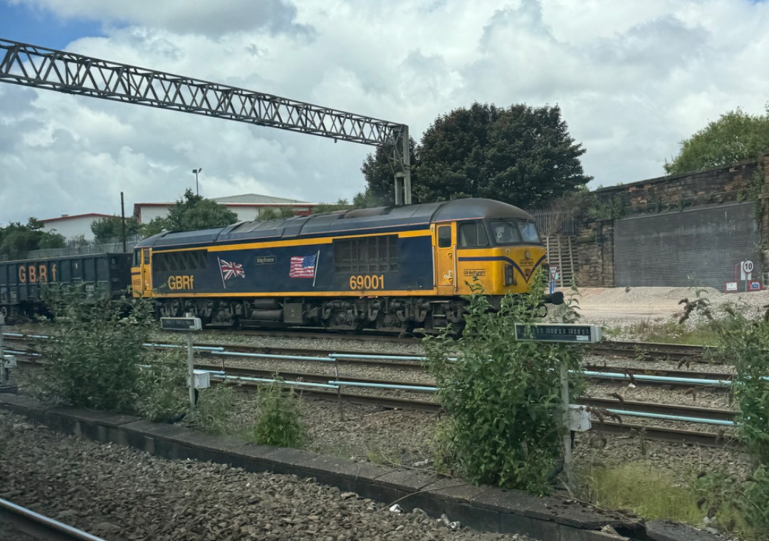 k unsworth on Train Siding: Drive-by snaps at GBRF Depot Edge Hill heading for Liverpool Lime St featuring 69 001 Mayflower, Saturday 08/06/24