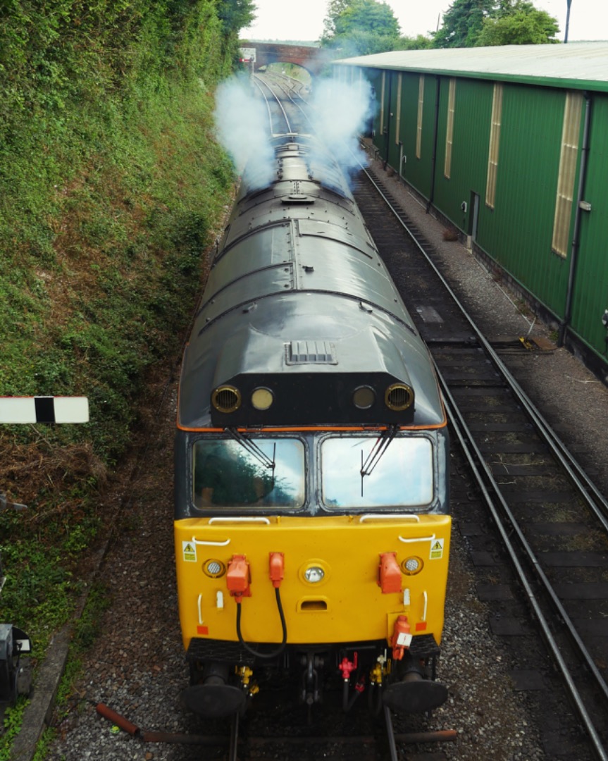 Dean Knight on Train Siding: 50008 “Thunderer” lets off a great level of clag, after moving from the sidings at Ropley Station, at the Watercress
Line diesel gala.