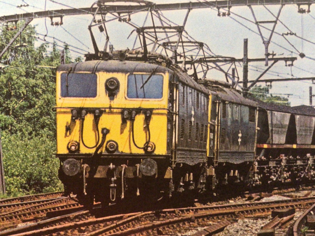 Alex Coomber on Train Siding: A Pair of Class 76s. 76026 and 76009 climbs Worsborough Incline with loaded MGR train on 23rd June 1977.