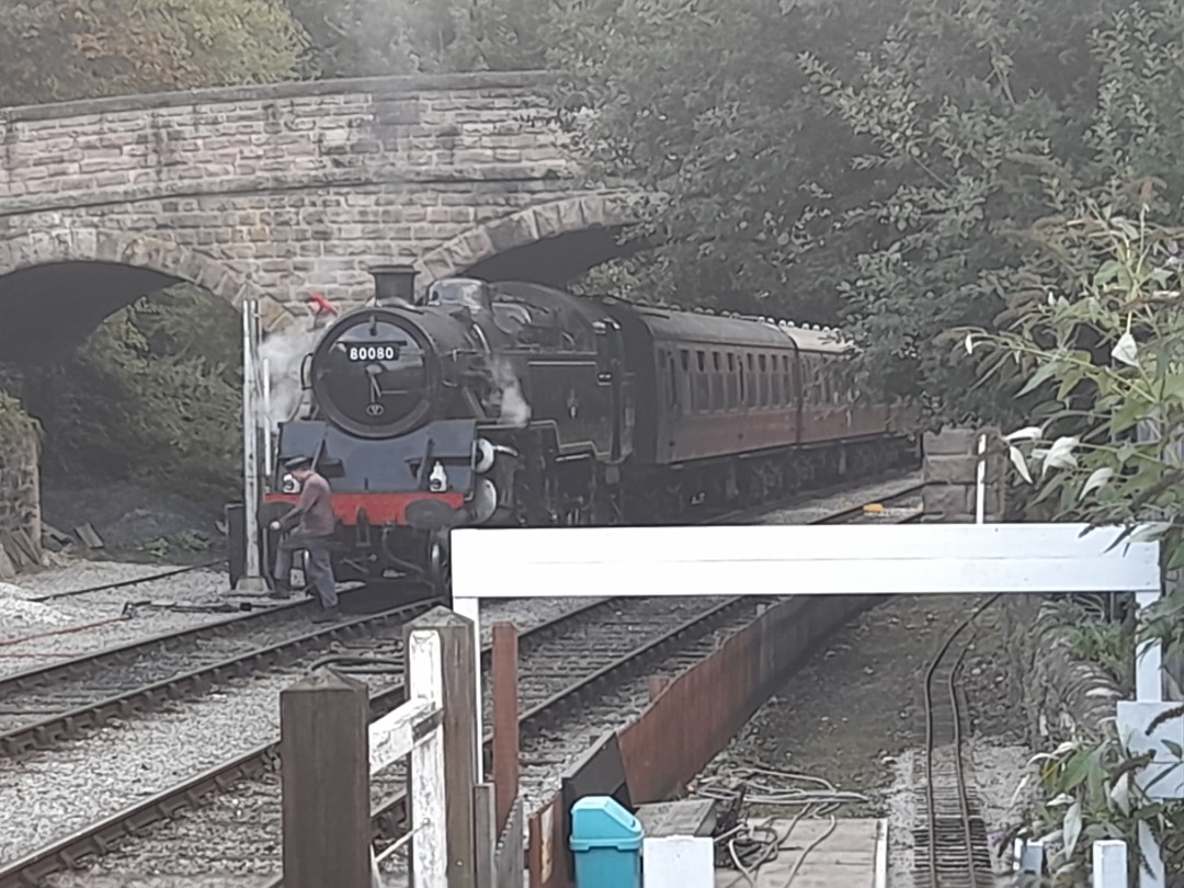 Kevin H. on Train Siding: Locomotive 80080, coming in to Wirksworth Station, Ecclesborne Heritage Railway, September 2021.