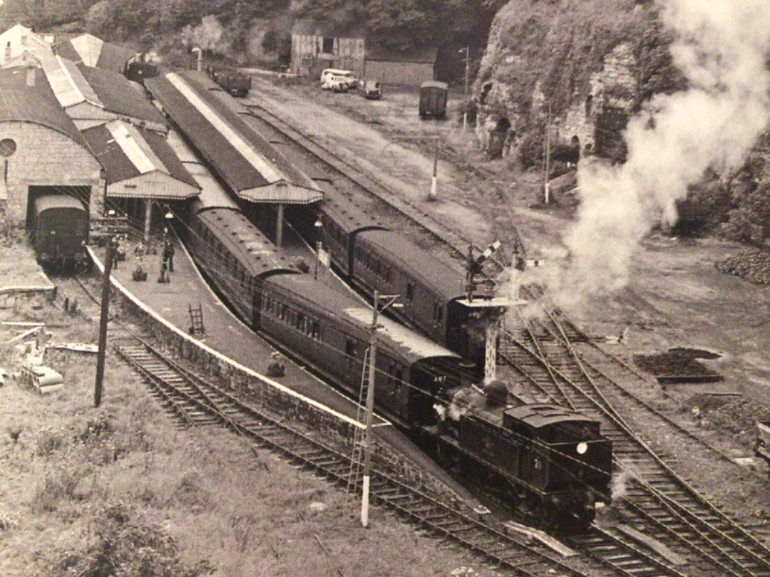 Alex Coomber on Train Siding: Looking more like a Model Railway Layout. This panoramic view of Ventnor Station on 28th August 1965 was taken from above the
mouth of...