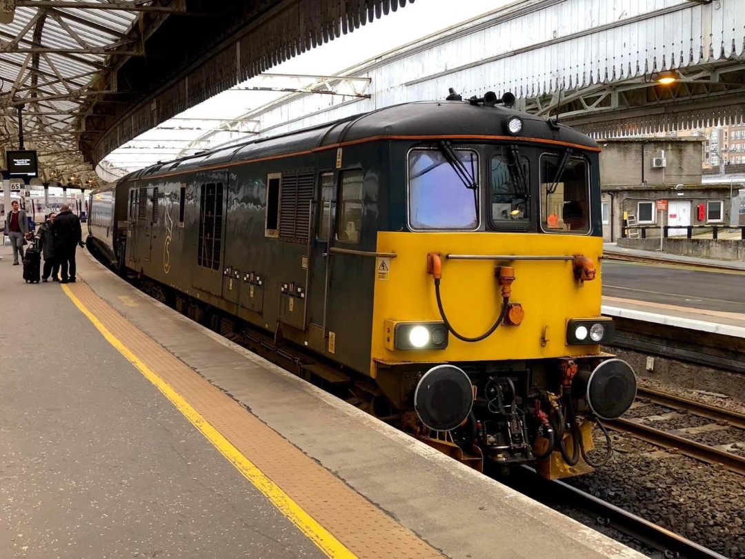 Inter City Railway Society on Train Siding: 73968 at Aberdeen having arrived with 1A25, the Aberdeen portion of the Caledonian Sleeper.