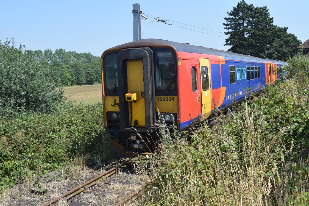 Hardley Distant on Train Siding: CURRENT: 153379 (Nearest Camera - 1st Photo) and 153384 (Nearest Camera - 2nd Photo) stand in the siding adjacent to
Manningtree...