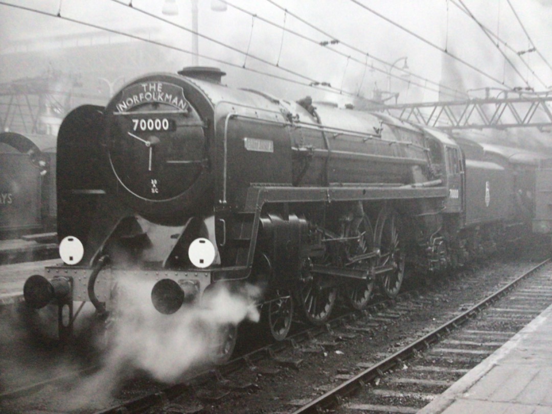 Alex Coomber on Train Siding: A brand new BR Standard Class 7 Britannia No. 70000 Britannia about to depart from London Liverpool Street with The Norfolkman on
2nd...