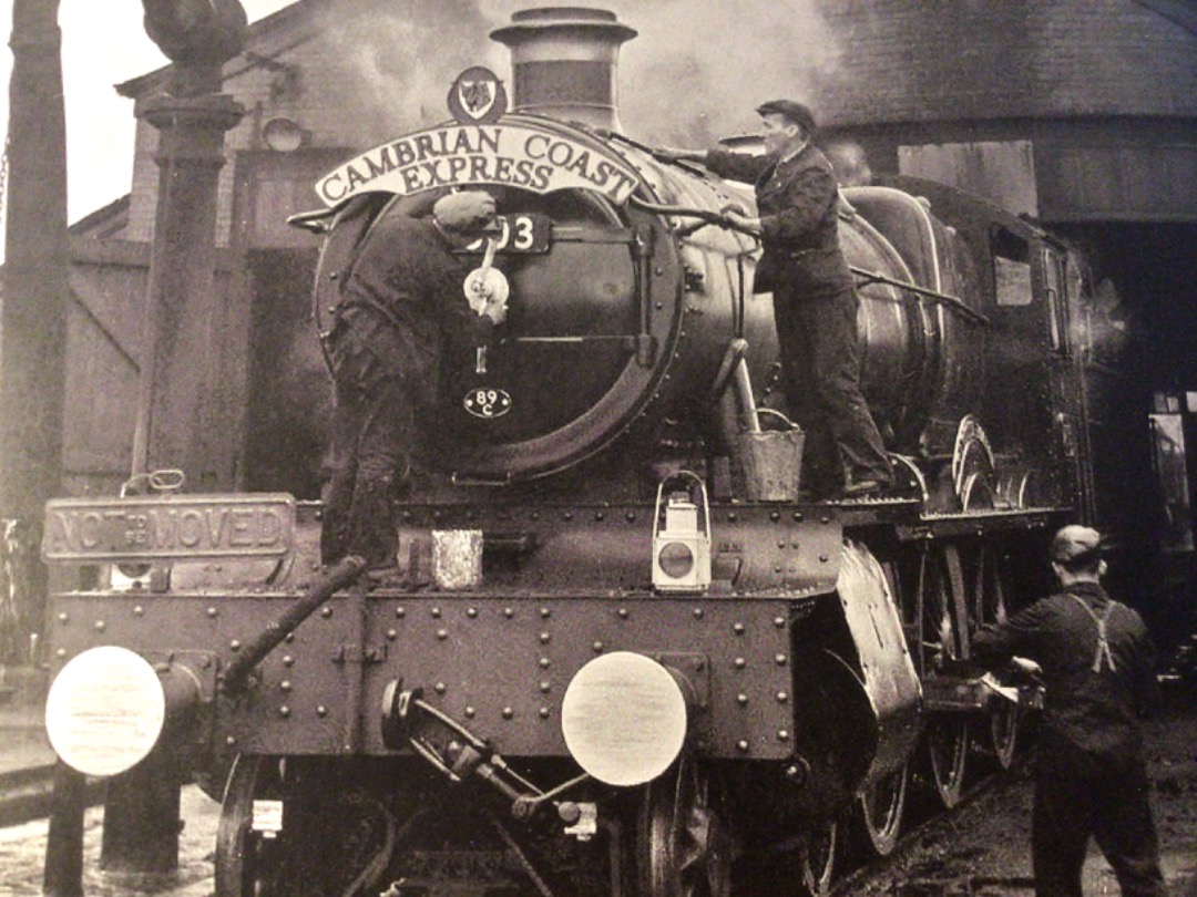 Alex Coomber on Train Siding: A Manor Class 4-6-0 No. 7803 Barcote Manor of Machynlleth Shed is cleaned by staff at Aberystwyth Shed before hauling the up
Cambrian...